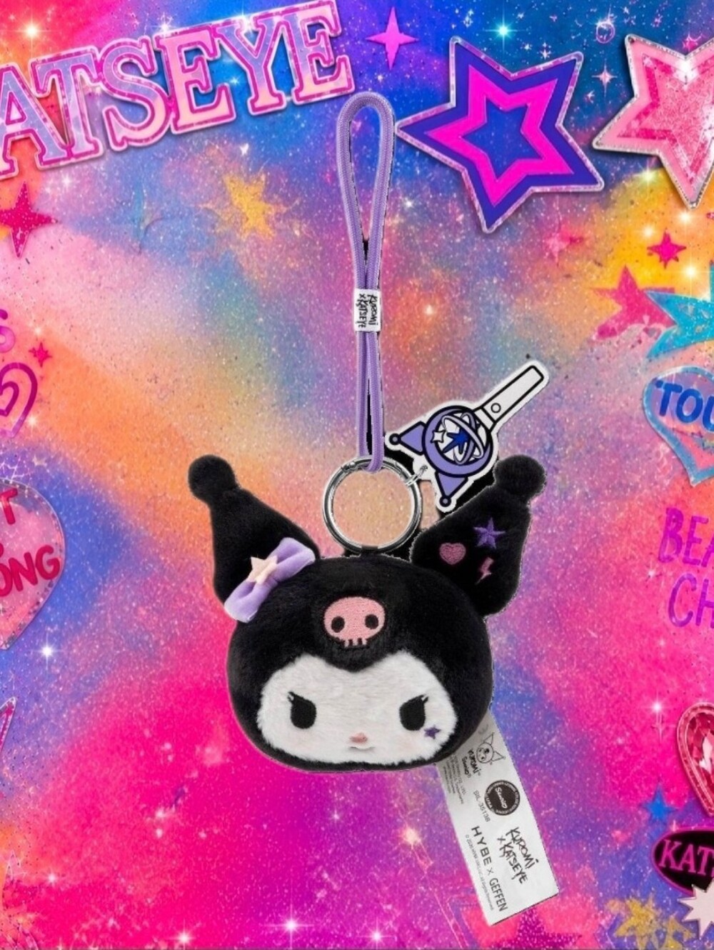 Kuromi x Katseye Plush Bag Charm with Lanyard
